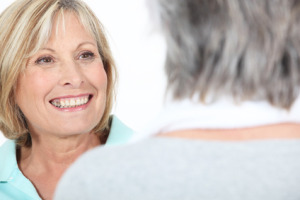 two mature women talking