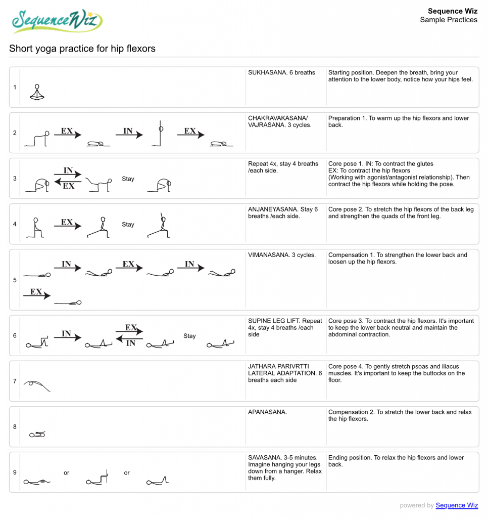 Short yoga practice for hip flexors