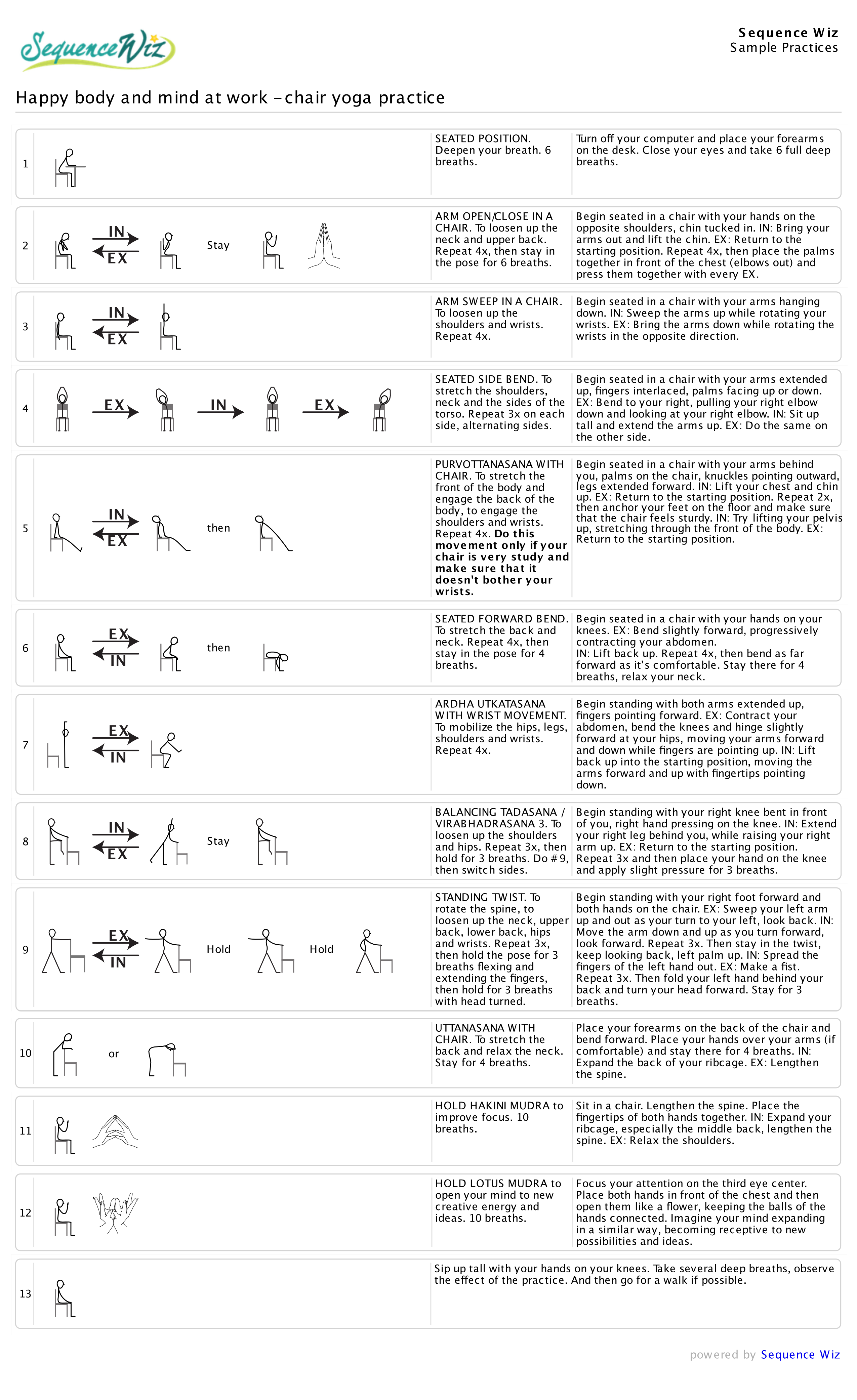 Happy body and mind at work: chair yoga practice